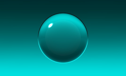 Crystal ball or water bubbles on green gradient background 3D rendering,glossy glass ball design