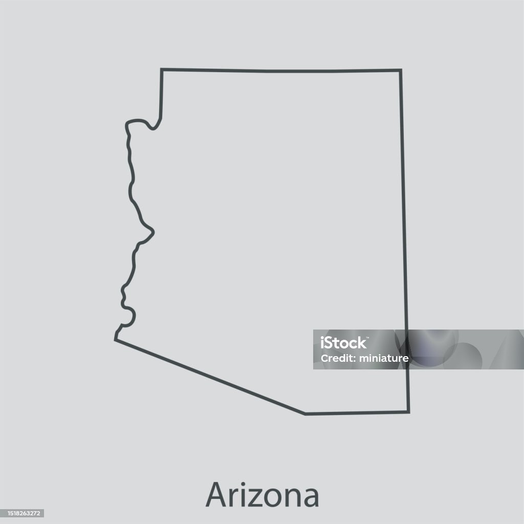 Arizona Mapbasic Arizona Map Stock Illustration - Download Image Now - Arizona, Drawing ...