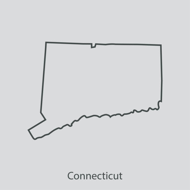 コネチカット州マップ - map cartography connecticut drawing点のイラスト素材／クリップ�アート素材／マンガ素材／アイコン素材