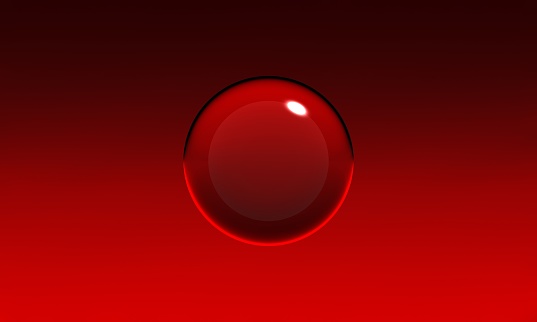 Crystal ball or water bubbles on red color gradient background 3D rendering,glossy glass ball design.