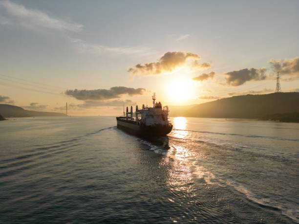 istock Aerial view of large freight ship in transit. Istanbul Bosphorus 1518313382