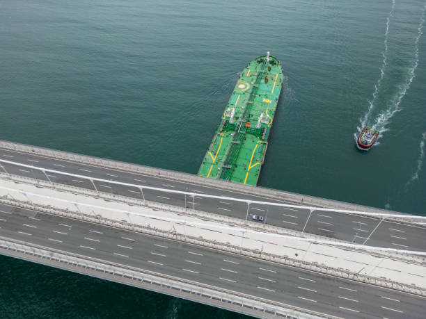 istock Aerial view of Cargo ship passing under Yavuz Sultan Selim Bridge. 1518348175