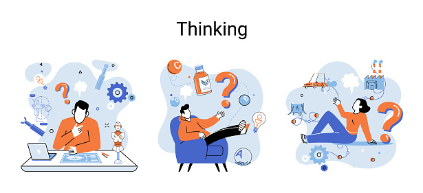 Thingking A Problem Problem Solving Concept Woman Wondering Or Thinking Planning Or ...