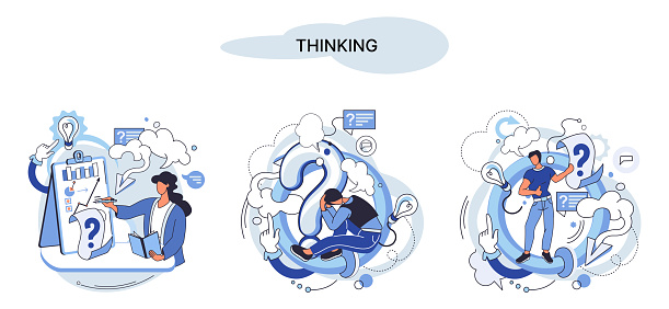 Thingking A Problem Problem Solving Concept Woman Wondering Or Thinking Planning Or ...