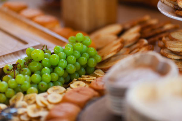 Elegant displayed charcuterie board ready for a feast with many people.
