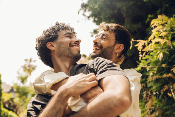 LGBT gay couple concept. stock photo