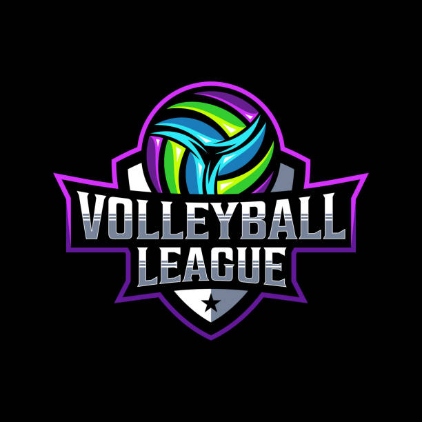 volleyball-liga-vektor-maskottchen esport-logo-design moderner stil - volleying stock-grafiken, -clipart, -cartoons und -symbole