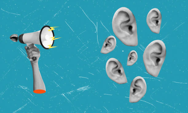 istock Art collage, megaphone and interesting rumors, contemporary collage. 1518531948