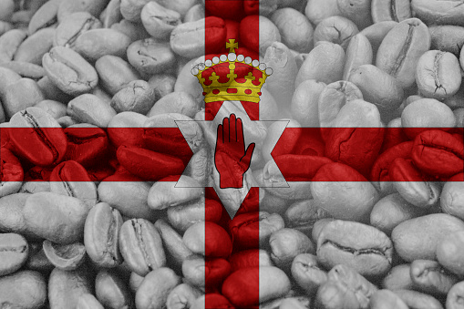 northern ireland Flag on background coffee beans