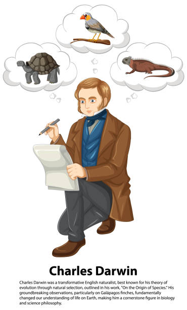 Bangkok, Thailand May 25, 2023. Caricature of Charles Darwin Bangkok, Thailand May 25, 2023. Caricature of Charles Darwin illustration charles darwin naturalist stock illustrations