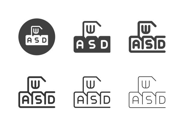 wasd ikony sterowania grą - multi series - d key stock illustrations