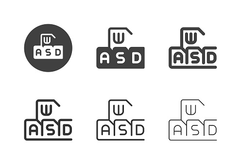WASD Keys Game Control Icons Multi Series Vector EPS File.