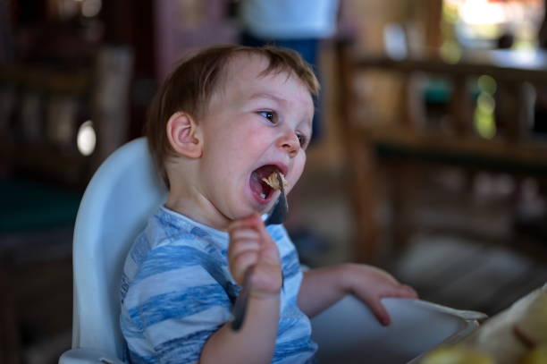 istock Portrait of cute boy eating 1518637082