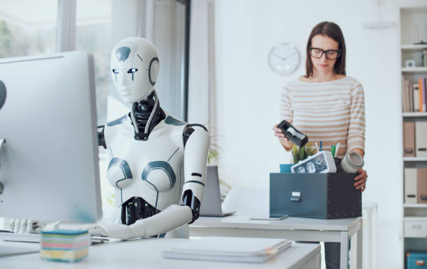 AI and employment: business woman losing her job stock photo