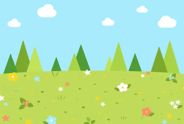 Vector illustration of Cute and colorful meadow landscape illustration