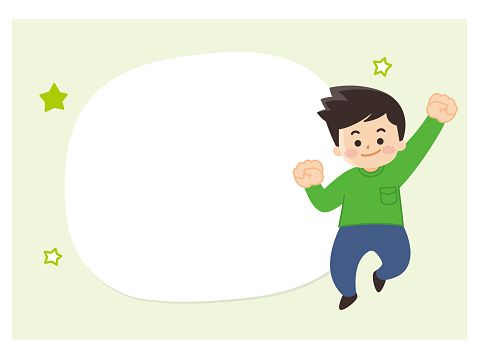 Illustration set of young man and speech bubble