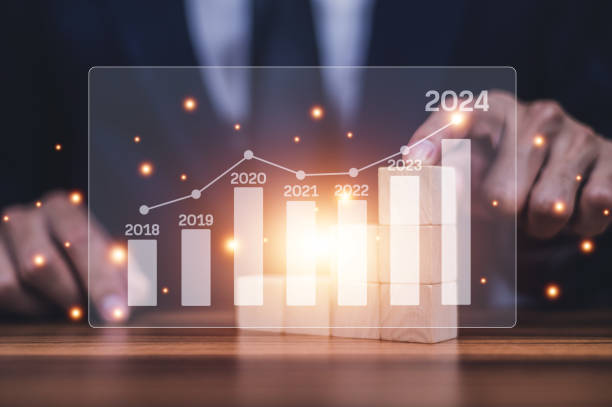 istock Business growth for year plan in 2024 concept, Businessman with graph chart for plan business 2024 growth to target. Business on 2024 plan. 1518691489
