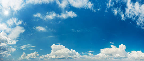 istock Deep blue sky and different types of white clouds in it. Beautiful nature background. 1518724323