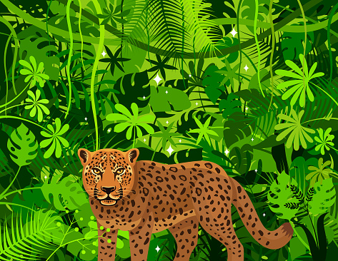Leopard in the bushes. Mascot Creative Logo Design.