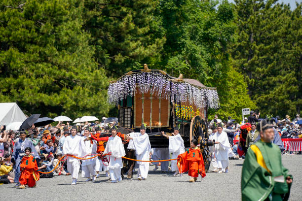 Aoi Matsuri ( Aoi Festival ). Historical parade from the Heian Period. Kyoto, Japan Kyoto, Japan - May 16 2023 : Aoi Matsuri ( Aoi Festival ). Historical parade from the Heian Period. heian period stock pictures, royalty-free photos & images