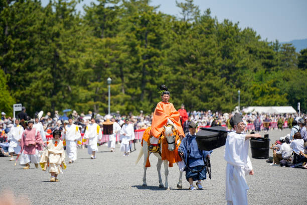 Aoi Matsuri ( Aoi Festival ). Historical parade from the Heian Period. Kyoto, Japan Kyoto, Japan - May 16 2023 : Aoi Matsuri ( Aoi Festival ). Historical parade from the Heian Period. heian period stock pictures, royalty-free photos & images
