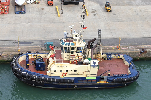 lifeboat on cargo container ship. Safety lifeboat is one of the most important life-saving equipments onboard a ship for Emergency.