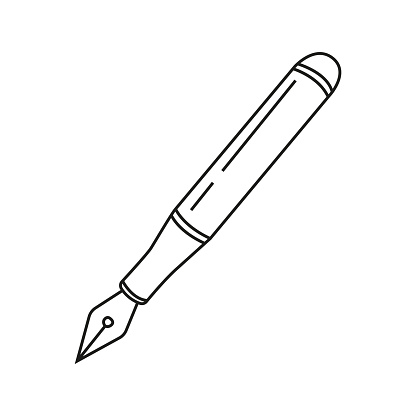 Vector illustration of ink pen, writer in doodle style.