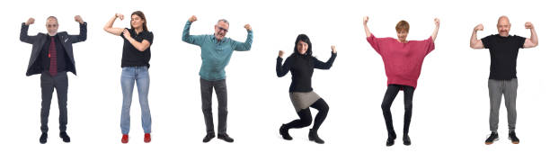 istock group of people showing biceps on white background 1518890435