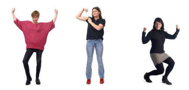 istock group of women showing biceps on white background 1518890875