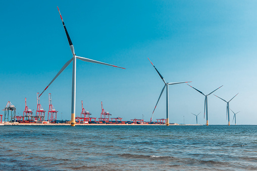 Wind turbines in the sea in Italy