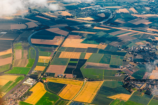 Wind turbines in the Netherlands from above
