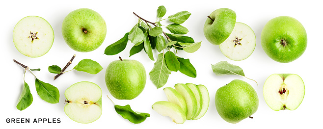 top view of apple fruit isolated on white background