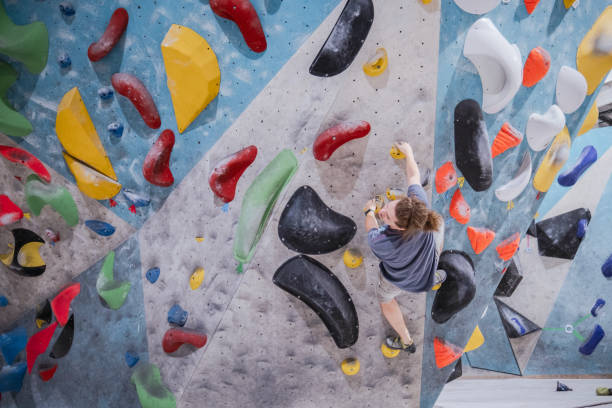 istock The easiest rock climbing hold for beginners to climb the easiest path 1518907604
