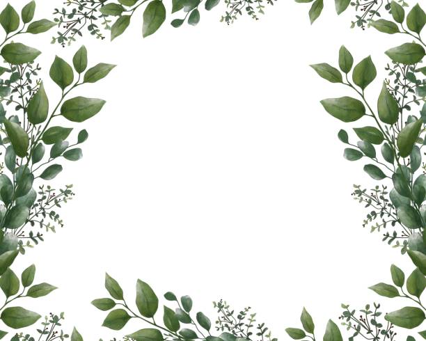 istock Watercolor greenery template for wedding invitation and greeting card. Floral background. Hand drawn illustration 1518909933