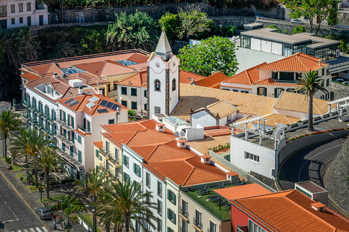 Aerial view of the picturesque village of Ponta do Sol in Madeira island, Portugal