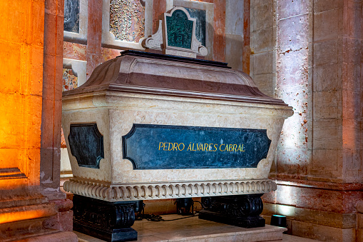 Imposing coffin of  Pedro Alvares Cabral inside the National Pantheon in Lisbon