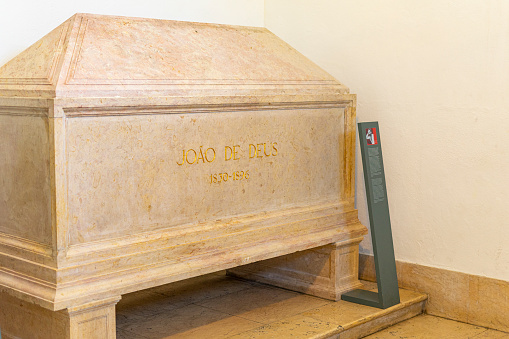 Imposing coffin of João de Deus inside the National Pantheon in Lisbon