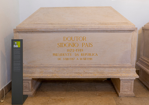 Imposing coffin of  Sidonio Pais inside the National Pantheon in Lisbon