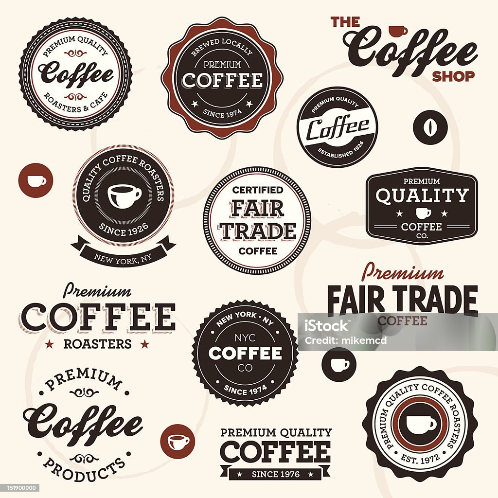 Vintage coffee labels Set of vintage retro coffee badges and labels. Coffee - Drink stock vector