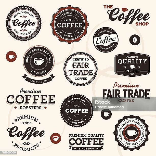 Vintage Coffee Labels Stock Illustration - Download Image Now - Coffee - Drink, Fair Trade, Label