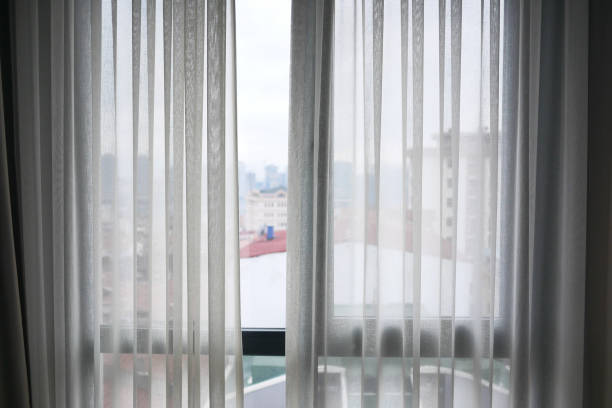 istock close up of clean fabric curtain. 1519001178