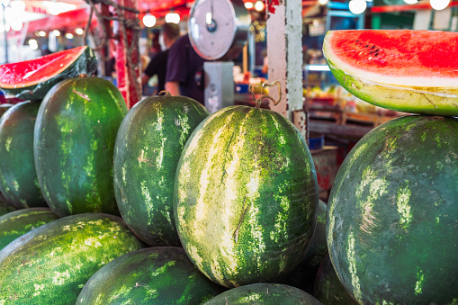Watermelon on food market Ballaro in Palermo Sicily Italy