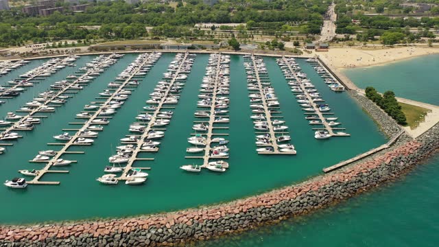 Yachts are parked in the port