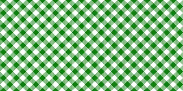 Vector illustration of Green diagonal seamless gingham pattern