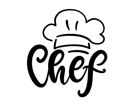 Cook Lettering Chef Lettering Cook Hat Line Art Drawing Logo Vector Illustration Stock ...