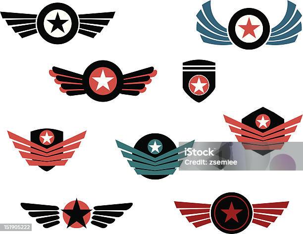 Shield And Badge With Wings Stock Illustration - Download Image Now - Achievement, Armed Forces, Authority