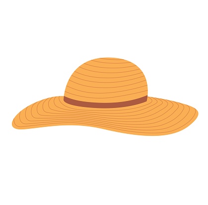 Women's summer hat vector illustration. Beach headgear on white background.