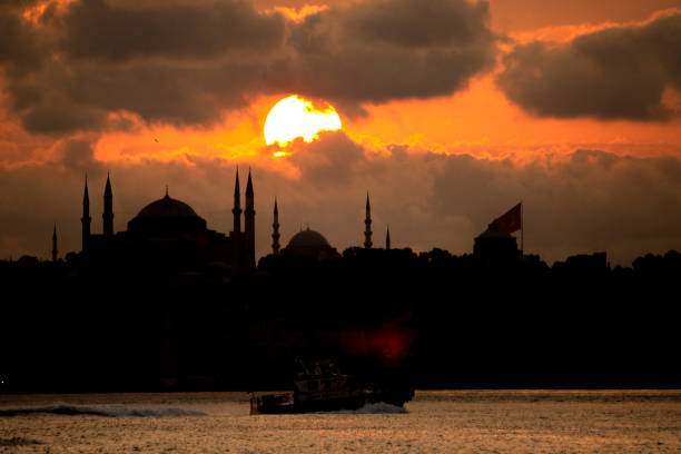 istock Bosphorus at sunset from Hagia Sophia, Istanbul, Turkey 1519055126