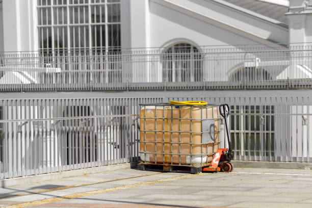 istock Plastic container with water in a metal grate on a trolley 1519059473