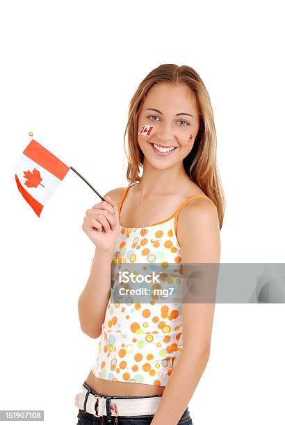 Happy Teen Girl Celebrating Canada Day Stock Photo - Download Image Now - Adult, Beautiful People, Beautiful Woman